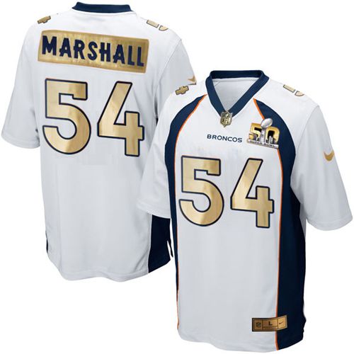 Nike Broncos #54 Brandon Marshall White Men's Stitched NFL Game Super Bowl 50 Collection Jersey